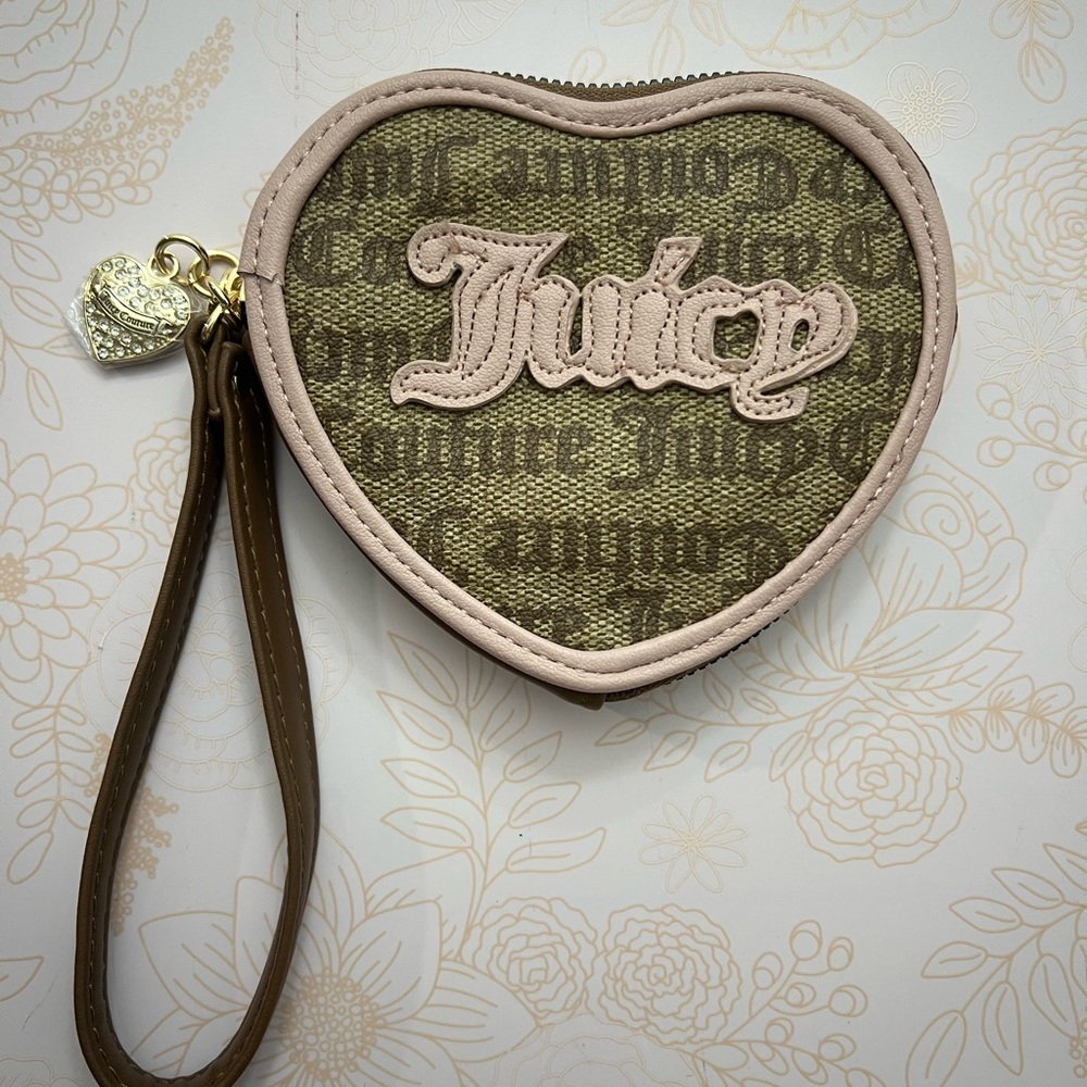 Juicy Couture Brown and Pink Heart-Shaped Clutch